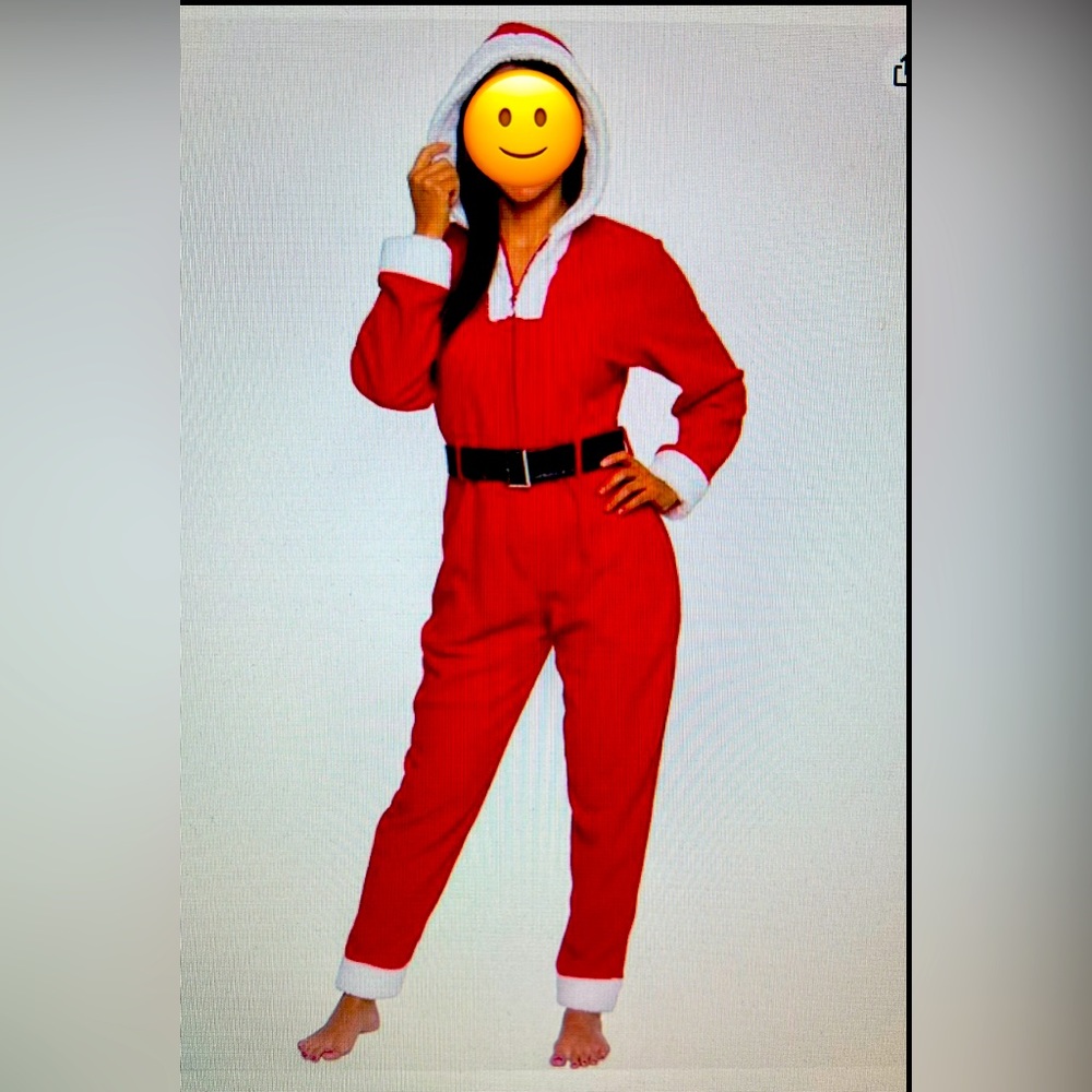 Plush Christmas Costume Jumpsuit One Piece Mrs. Claus Size L